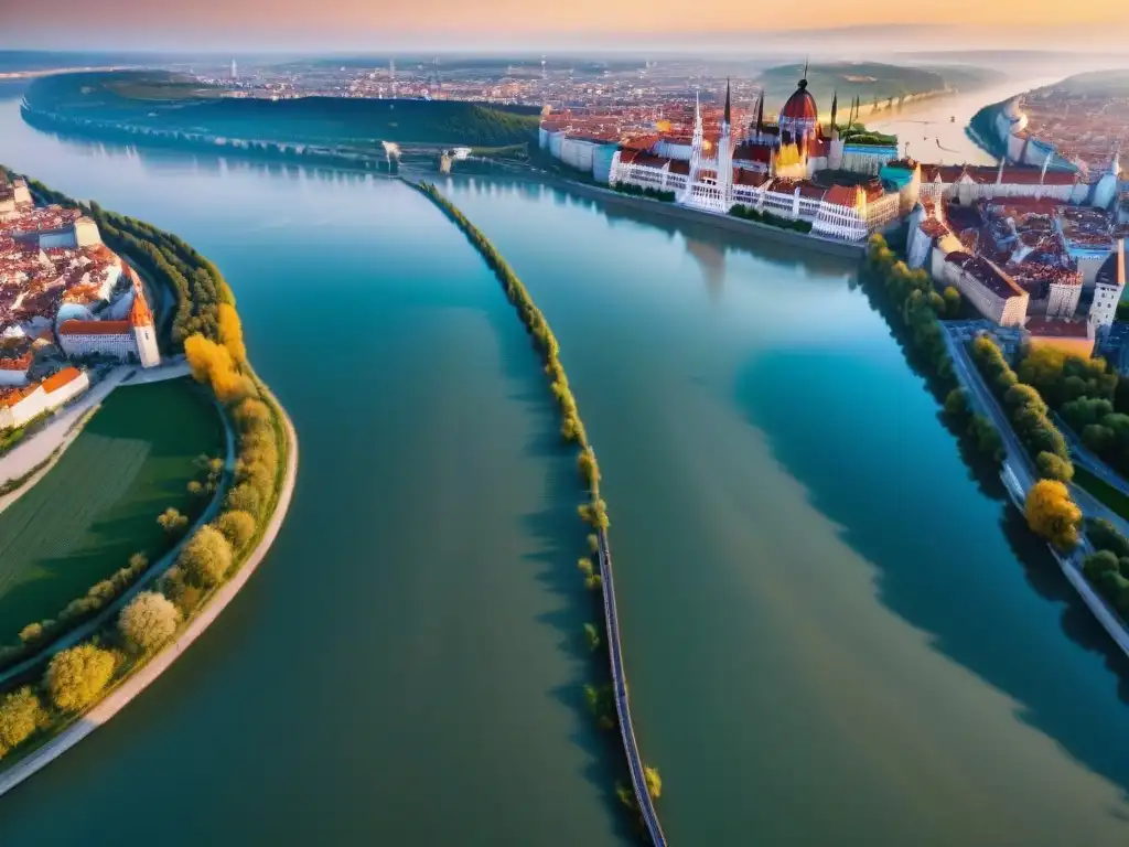 Danubio al atardecer: un río icónico uniendo culturas El Danubio en atardecer, uniendo culturas y naciones