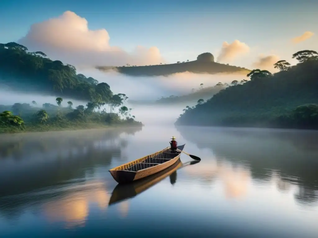 Amanecer místico en el Amazonas: naturaleza y desarrollo La mística transformación económica de los ríos legendarios