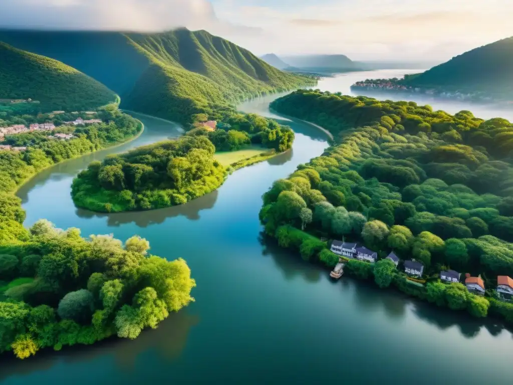 Propiedades de lujo junto a un río majestuoso Esencia cultural: río majestuoso, flora exuberante y propiedades armoniosas en un entorno natural