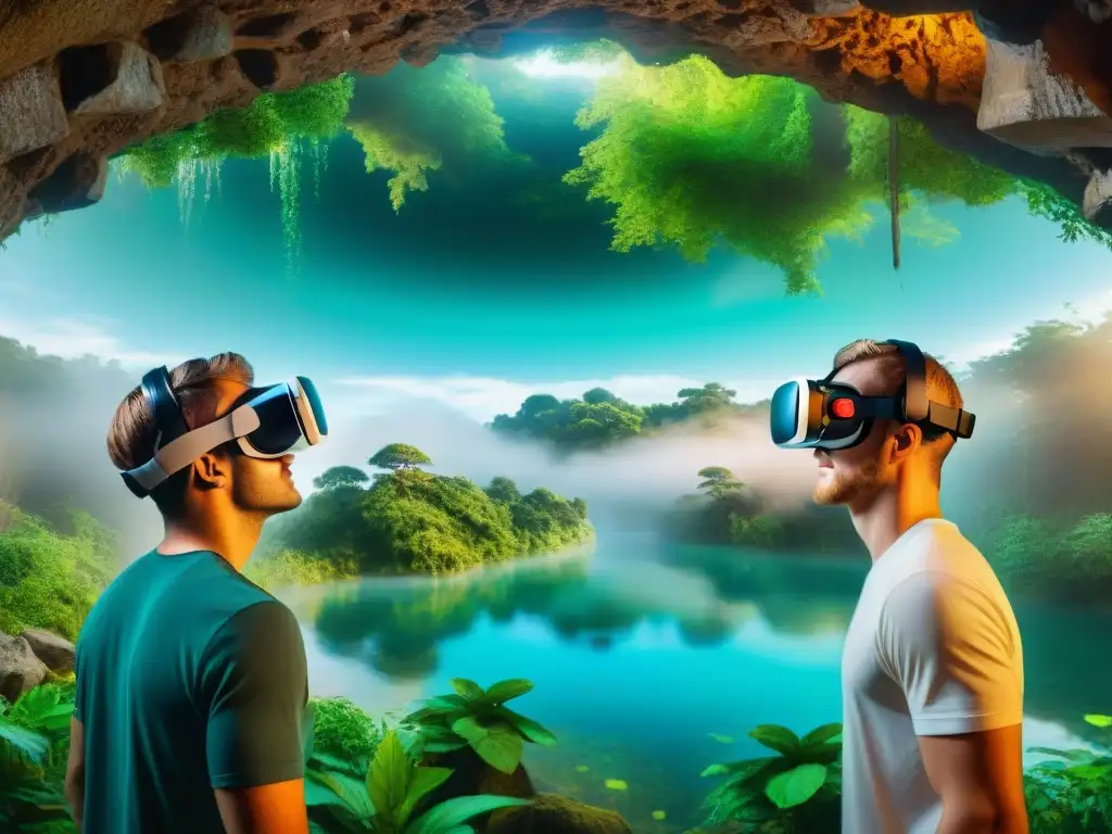 Estudiantes asombrados exploran río mítico en realidad virtual Estudiantes exploran ríos míticos en realidad virtual, asombrados por la educación tecnológica