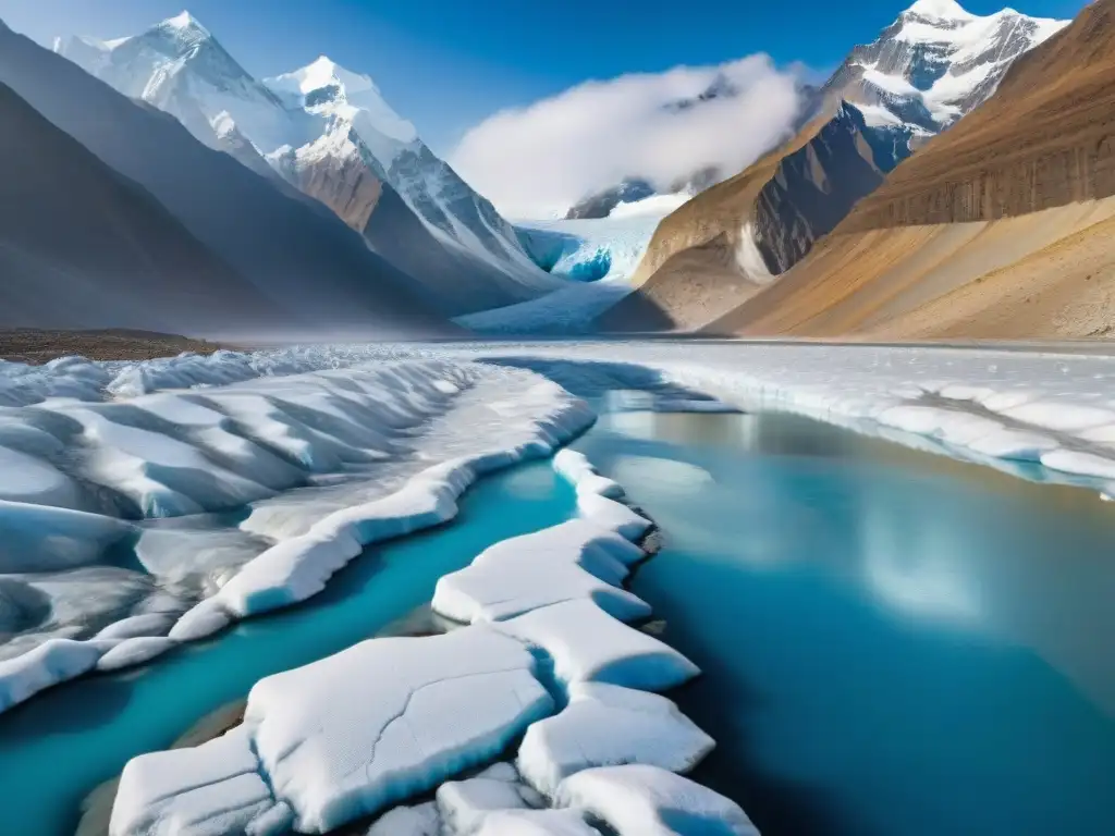Glaciar del Himalaya: Impacto del cambio climático en el Ganges Un grupo de científicos investiga un vasto glaciar en el Himalaya, destacando el impacto del cambio climático en el Ganges