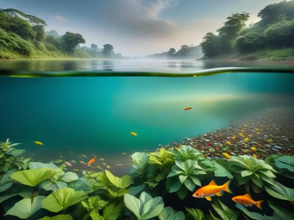 Dos mundos, un río: belleza natural frente a destrucción humana Impacto humano en ríos emblemáticos: contraste entre un ecosistema próspero y otro contaminado
