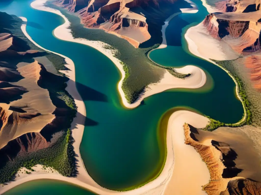 Colorado River: dramática reducción en el desierto El imponente río Colorado muestra una reducción dramática en su caudal mientras serpentea por un paisaje desértico reseco