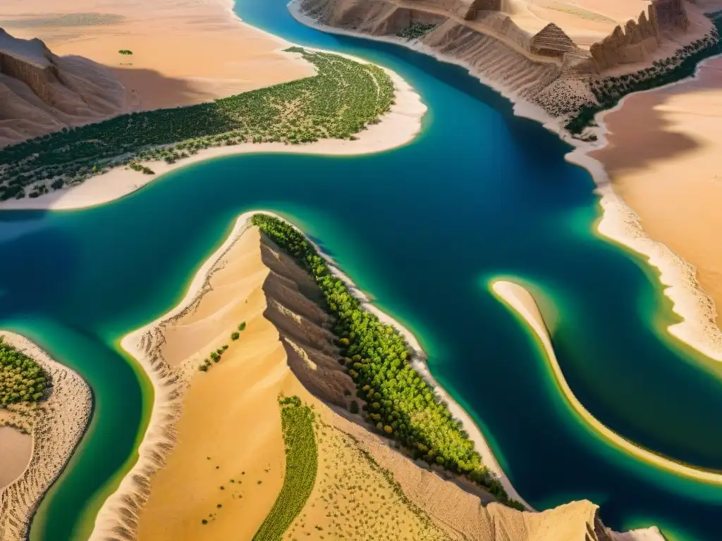 El majestuoso río Éufrates al atardecer: historia y belleza El majestuoso Río Éufrates serpentea entre ruinas antiguas, reflejando el sol dorado
