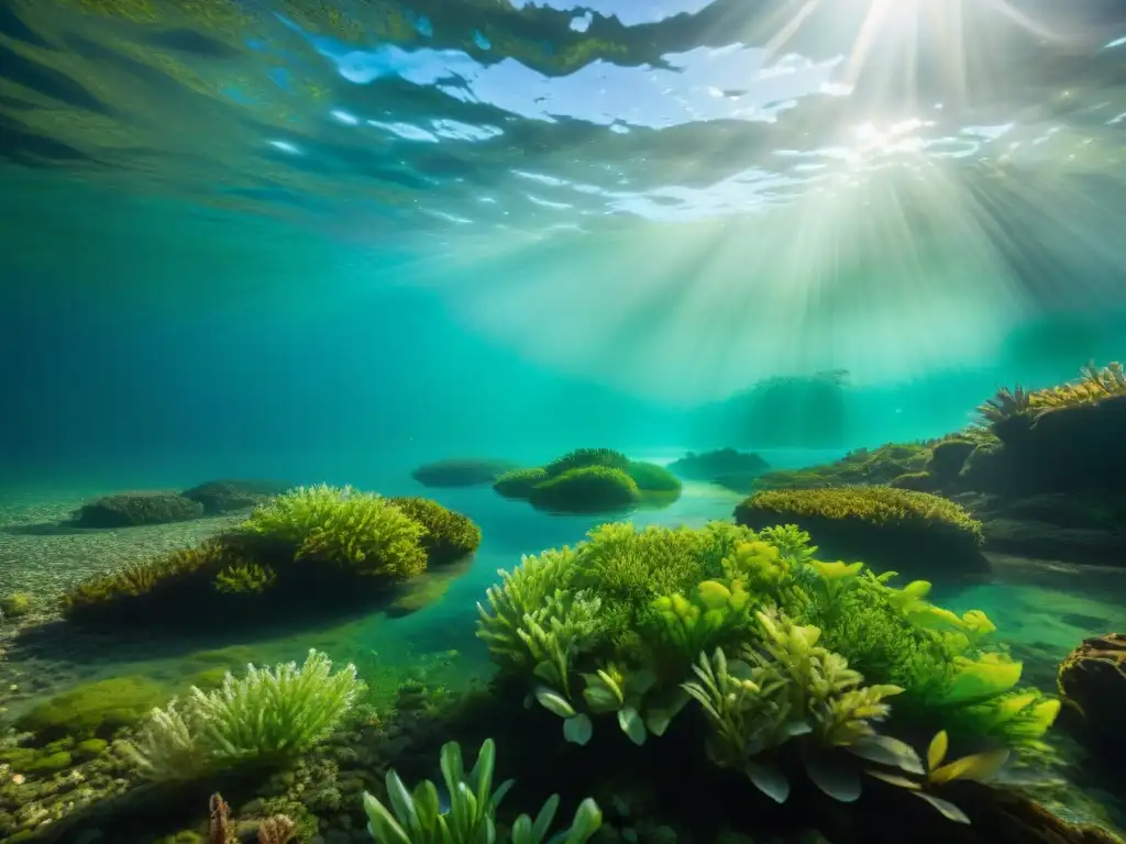 Maravillas subacuáticas del río Po: biodiversidad en detalle Maravillosa escena submarina con especies únicas del río Po, peces de colores y plantas acuáticas