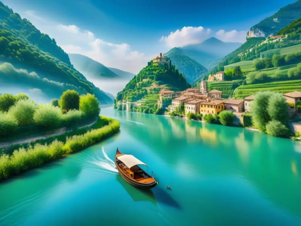 Río Po en Italia: Serenidad y Belleza Natural Paisaje sereno del Río Po en Italia, reflejando la vegetación