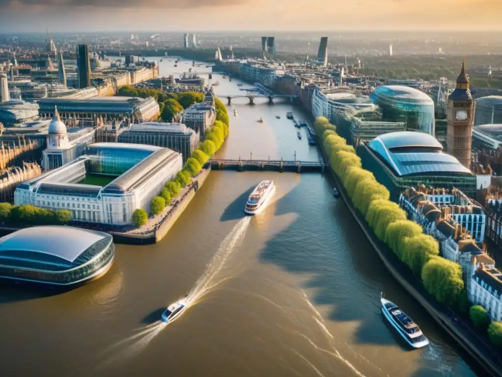 Inversión inmobiliaria de lujo en el río Támesis de Londres Invertir en propiedades a lo largo del emblemático río Támesis en Londres, con lujosas residencias y modernos edificios