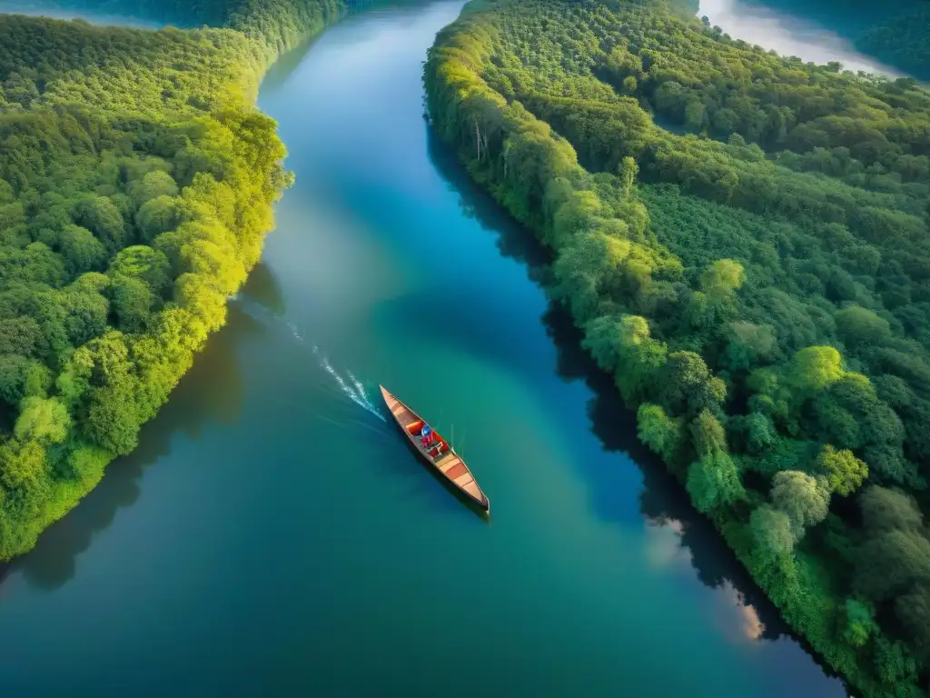 Río serpenteante: naturaleza y cultura en armonía Un río legendario cultural serpentea entre exuberantes bosques, mostrando la armonía entre naturaleza y cultura