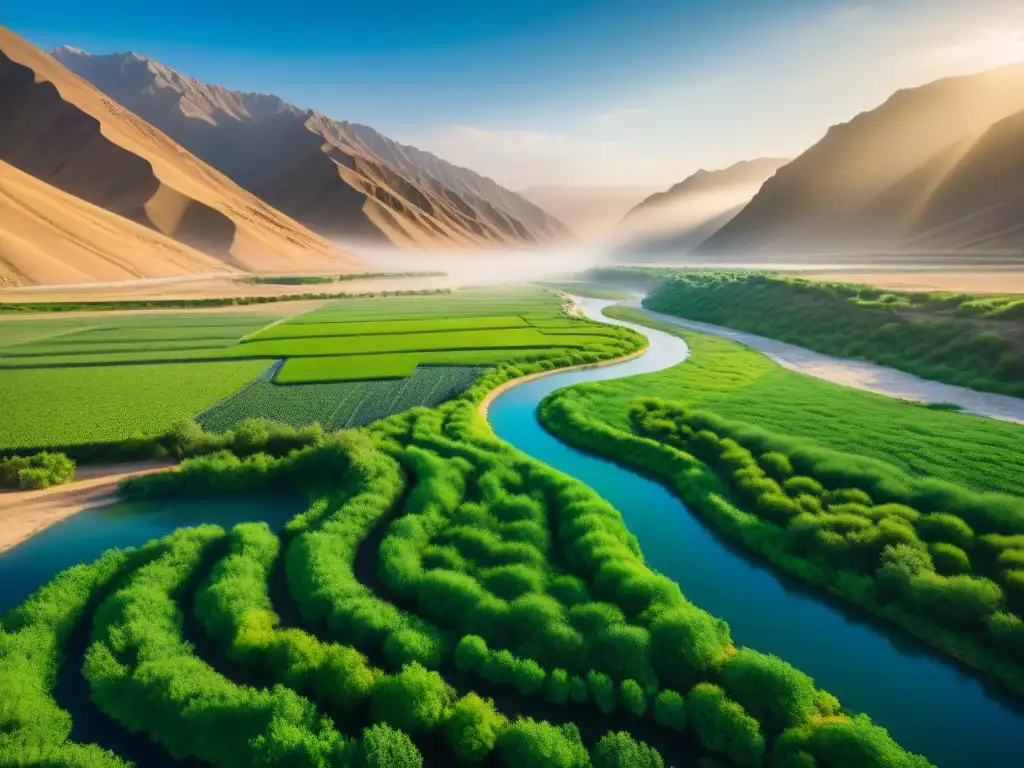 El majestuoso río Amu Darya serpentea en Central Asia Un río majestuoso serpenteando por paisajes áridos de Asia Central, evocando las leyendas del río Oxus en Persia