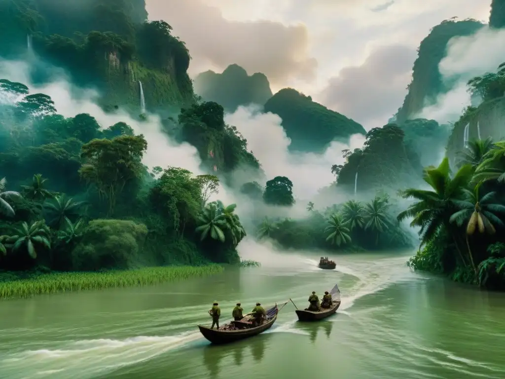 Un río misterioso y tenso de 'Apocalypse Now', evocando la atmósfera oscura y surrealista de la película