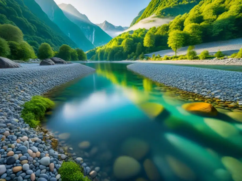 Verzasca River: Belleza cristalina en Suiza Río Verzasca en Suiza, aguas cristalinas entre bosques verdes y montañas majestuosas, uno de los ríos más limpios del mundo