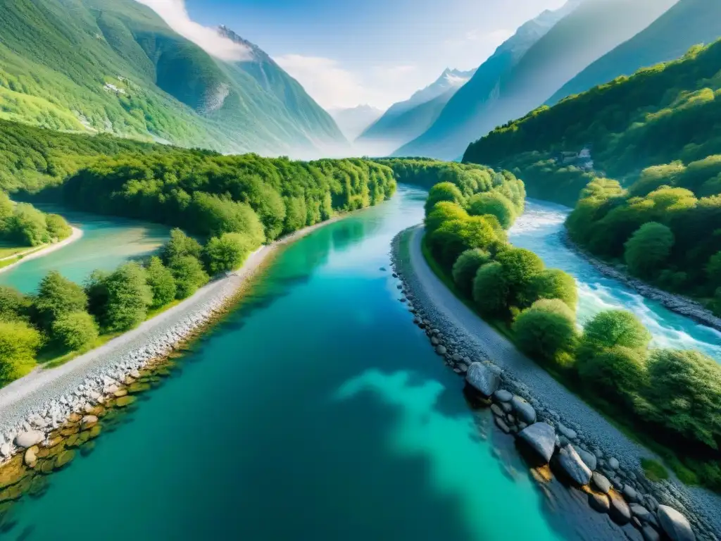 Verzasca River: Aguas cristalinas y paisajes impresionantes en Suiza Río Verzasca en Suiza: aguas cristalinas fluyendo sobre piedras coloridas con montañas de fondo