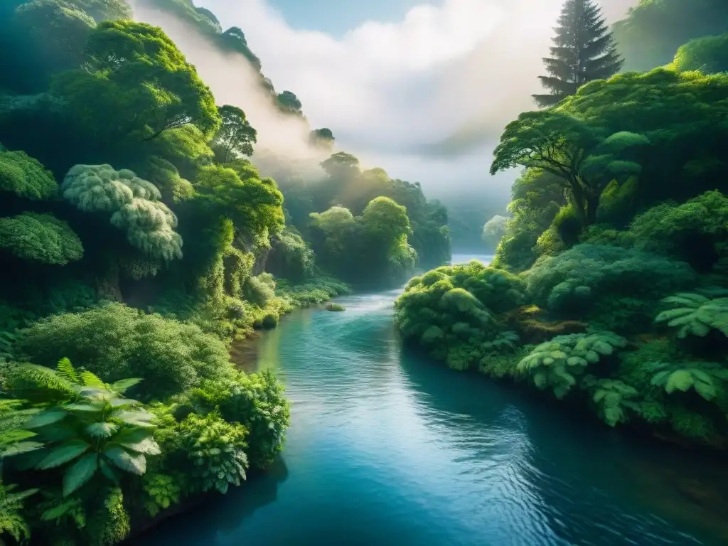 Río misterioso: ruinas ancestrales y tesoros ocultos bajo el agua Explora los secretos de los ríos emblemáticos en un bosque misterioso y exuberante