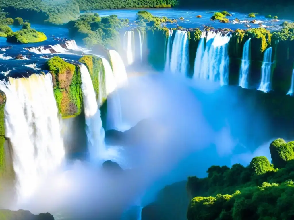 Esplendor de las Cataratas del Iguazú en 8k Un torrente caudaloso capturando la velocidad de las majestuosas Cataratas del Iguazú