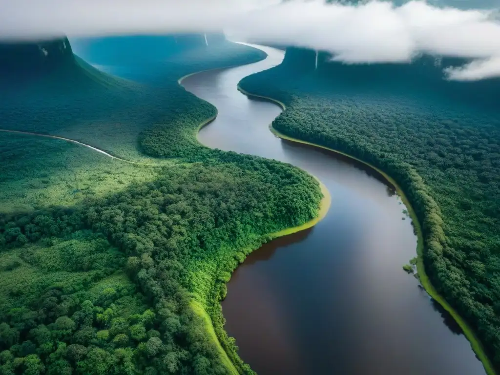 Esencia del río Orinoco: belleza y diversidad en Venezuela Vista aérea impresionante del Río Orinoco en Venezuela, uno de los ríos emblemáticos del mundo